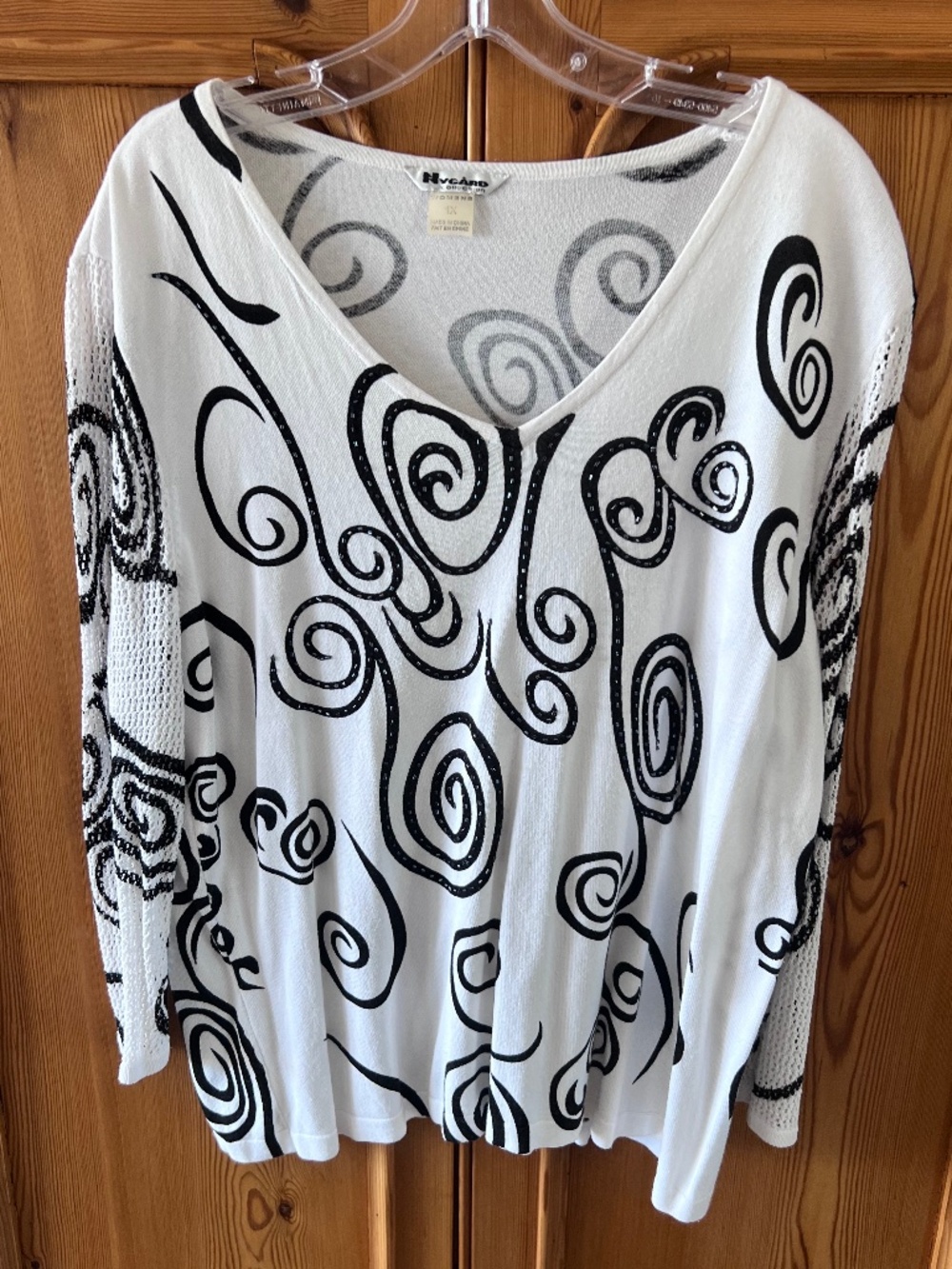White Top with Black Swirls